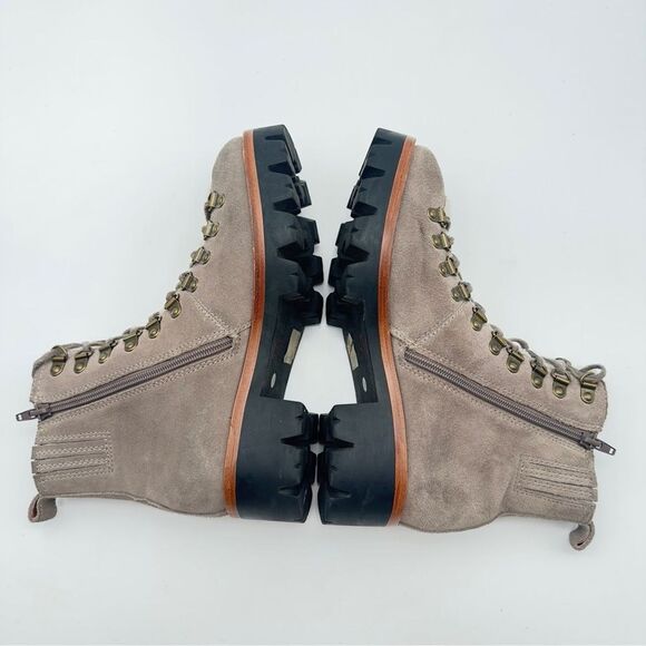 Jeffrey Campbell Culvert suede winter warm fur lace up boots block heel womans 8 - Picture 5 of 10